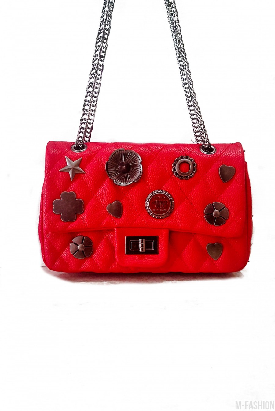 Красная сумочка-клатч из прошитой эко-кожи с фурнитурой- Фото 7