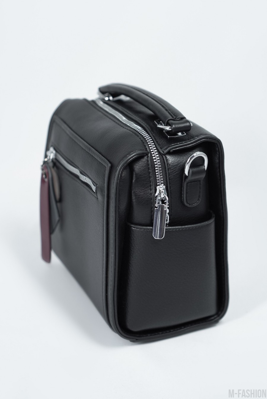 Черная каркасная квадратная сумка-чемоданчик- Фото 2