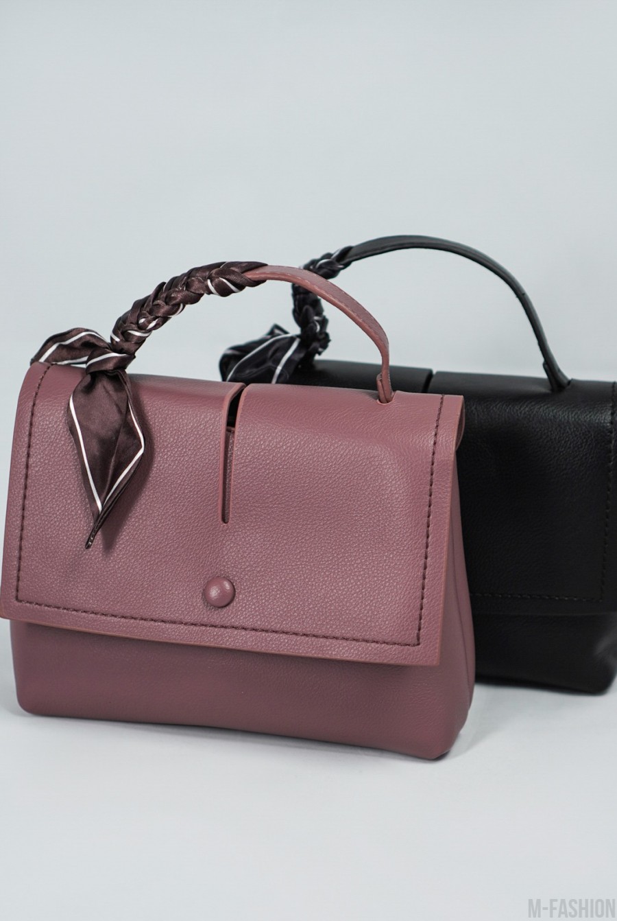 Темно-розовая прямоугольная сумка из эко-кожи- Фото 4