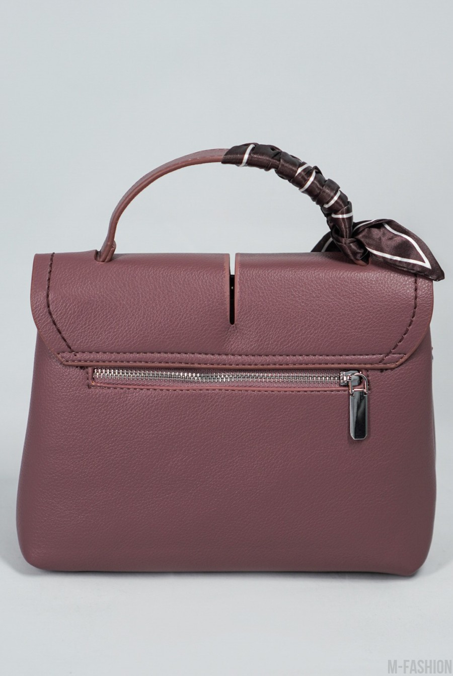 Темно-розовая прямоугольная сумка из эко-кожи- Фото 3