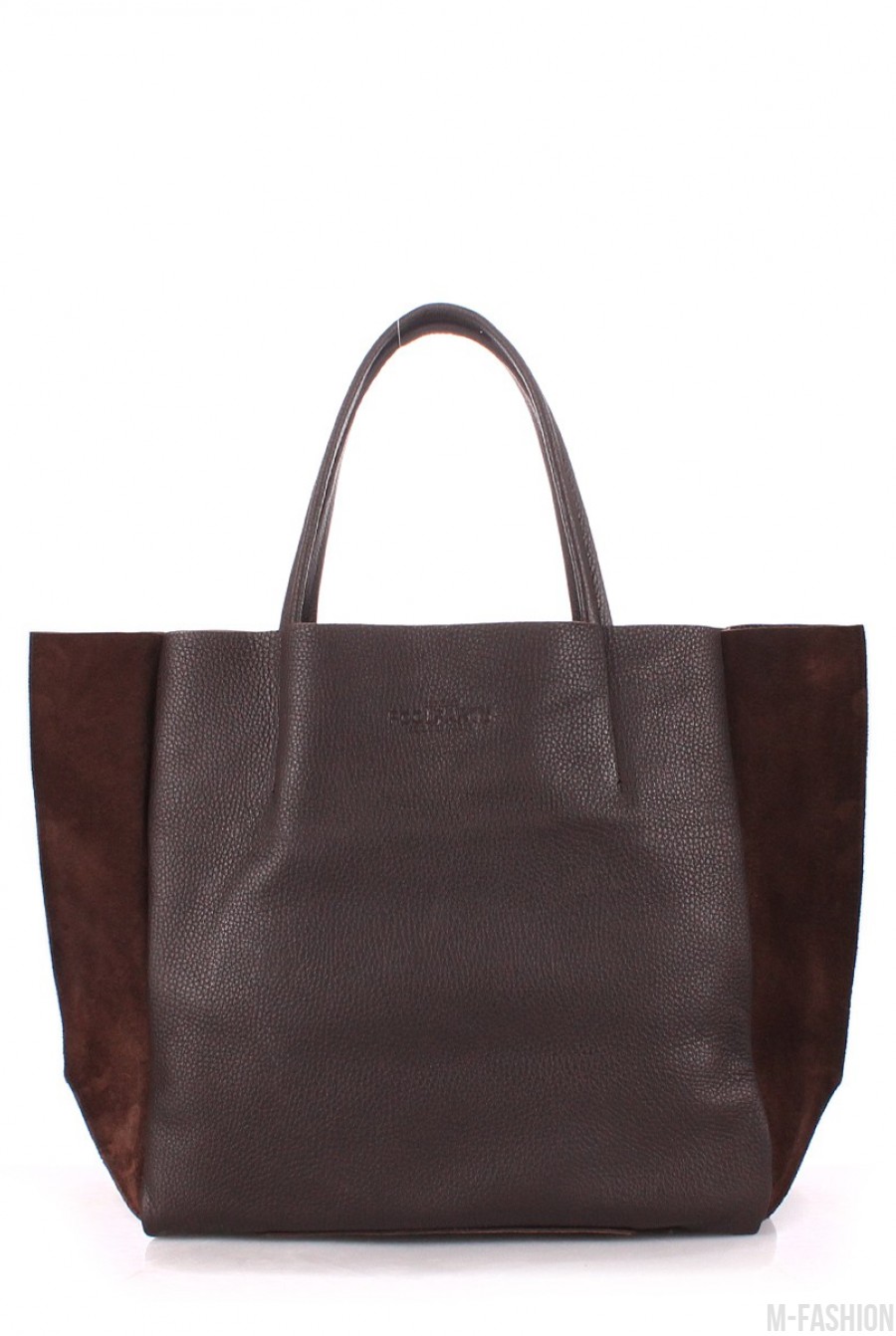 Кожаная коричневая сумка Soho с вставками - Фото 1