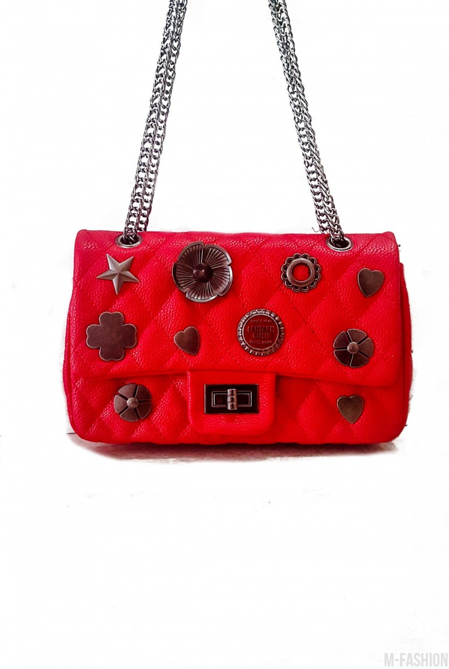 Красная сумочка-клатч из прошитой эко-кожи с фурнитурой- Фото 6
