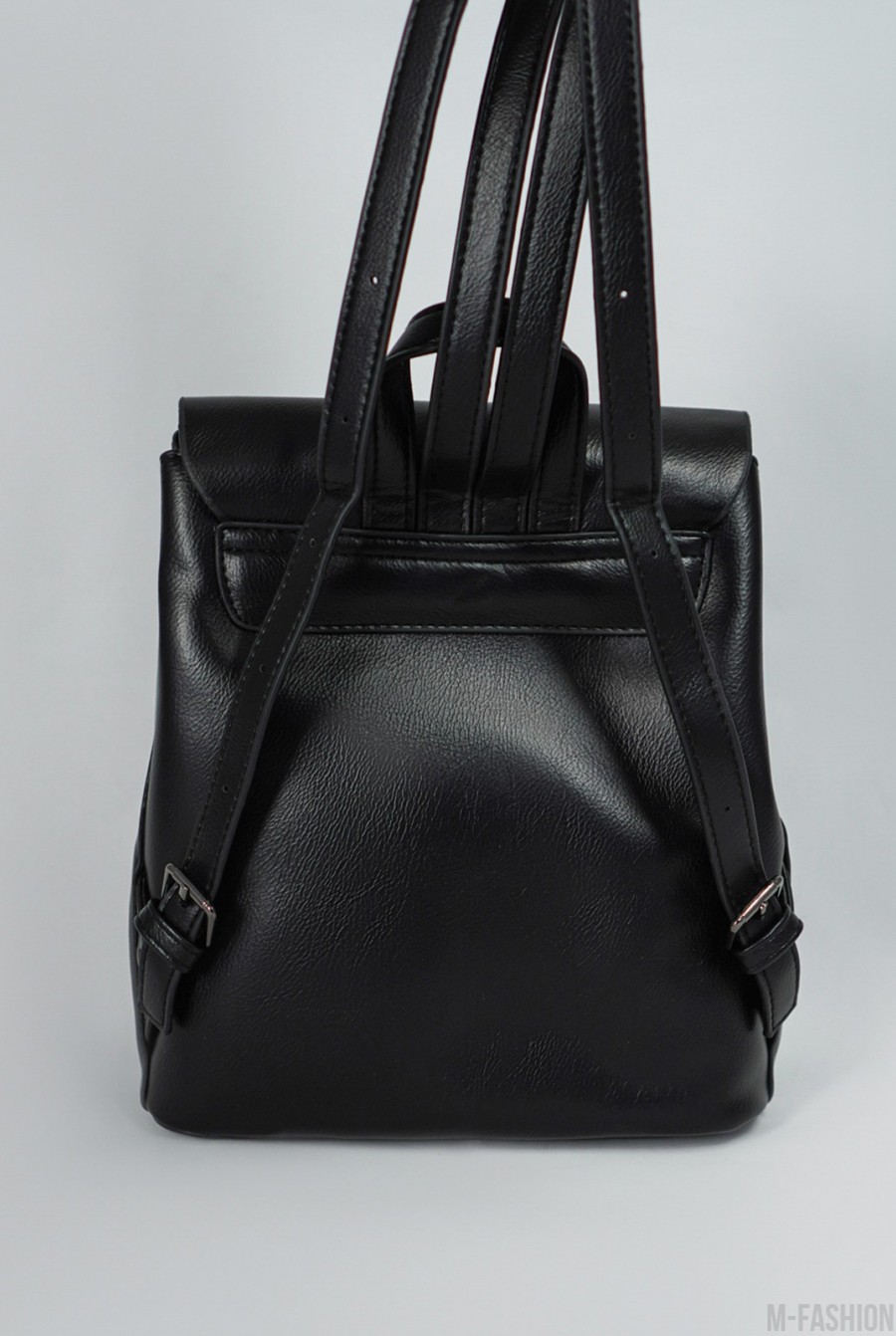 Черный городской рюкзак из эко-кожи- Фото 3