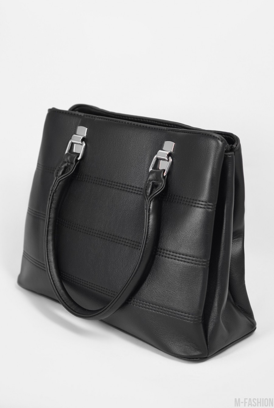 Черная кожаная каркасная сумка- Фото 2