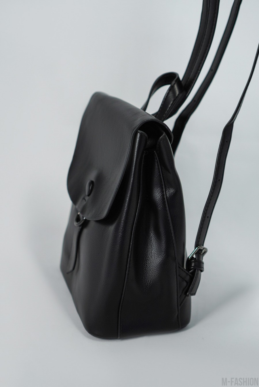 Черный городской рюкзак из эко-кожи- Фото 2
