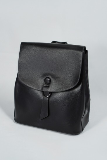 Черный городской рюкзак из эко-кожи