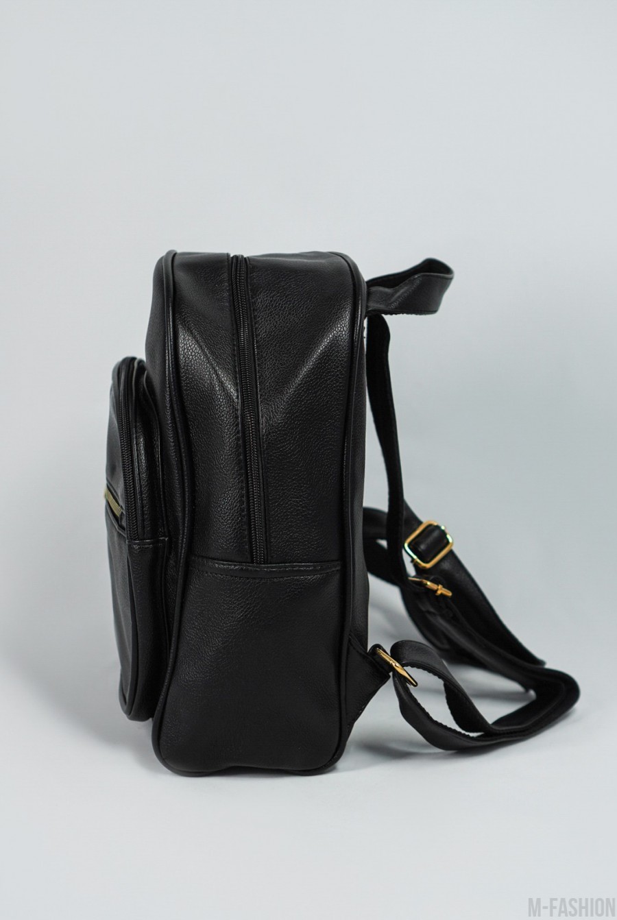 Черный вместительный городской рюкзак из эко-кожи- Фото 2