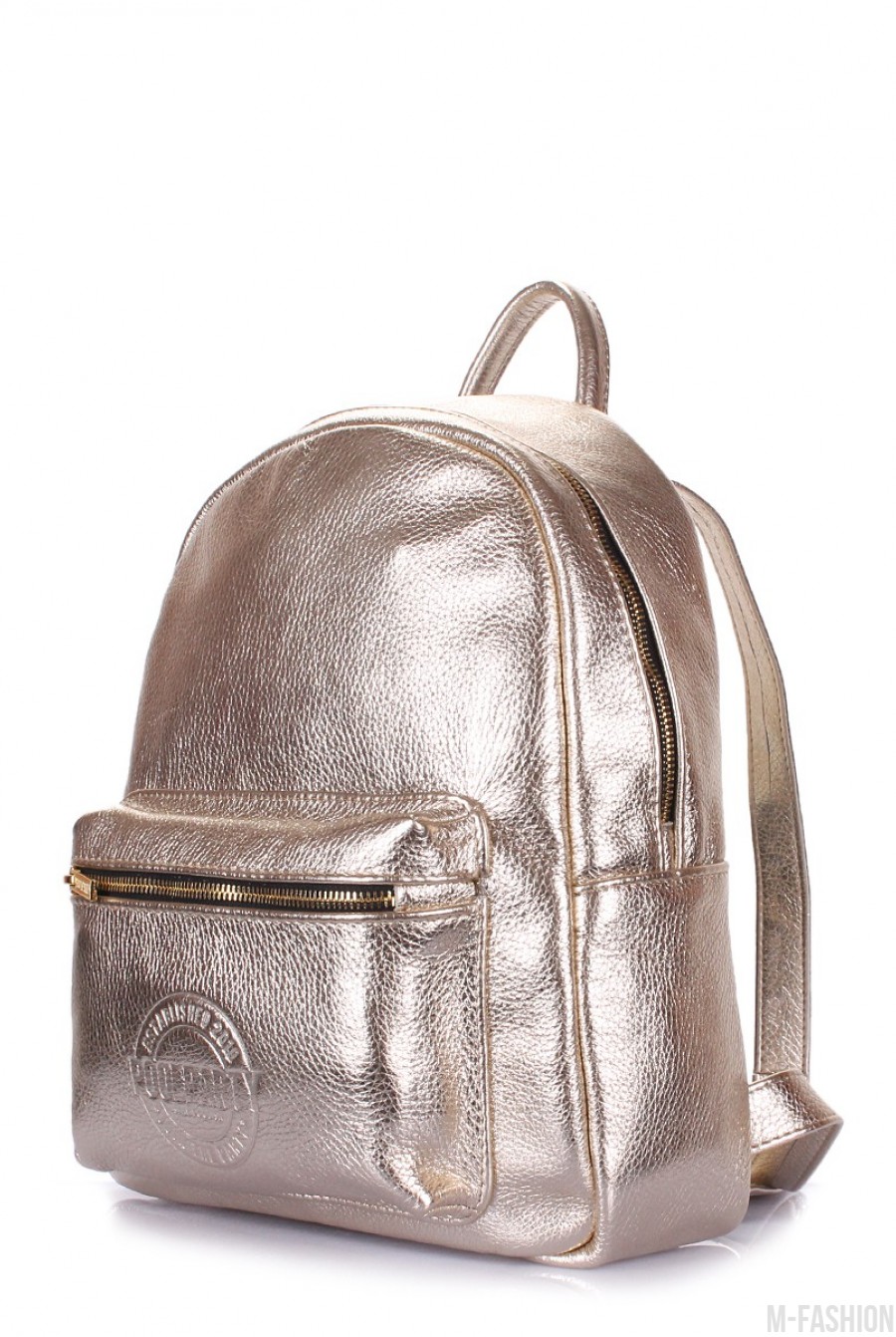 Золотистый мини-рюкзак из эко-кожи- Фото 2