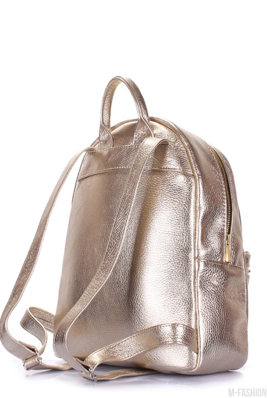 Золотистый мини-рюкзак из эко-кожи- Фото 3