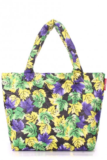 Дутая желто-фиолетовая сумка с цветочным принтом