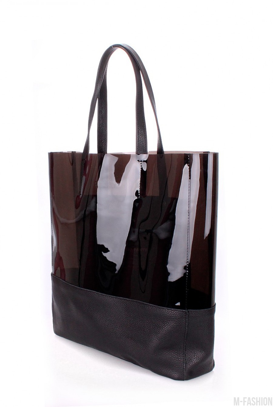 Кожаная черная сумка City с пластиковым верхом- Фото 2