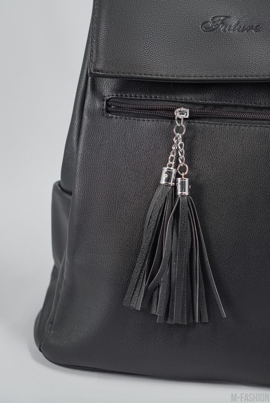 Черный кожаный рюкзак-трансформер- Фото 2
