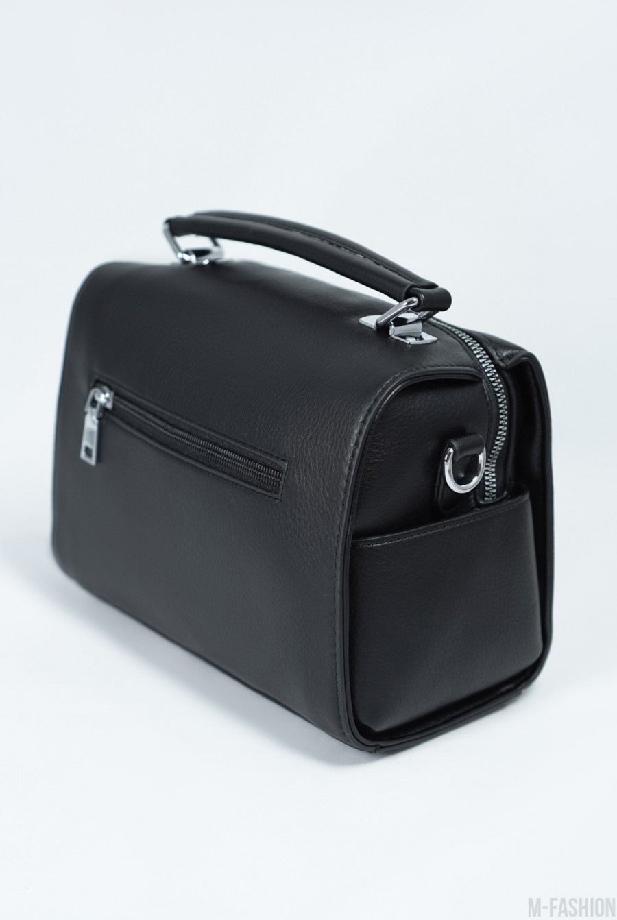 Черная сумка-чемоданчик с люверсами- Фото 3