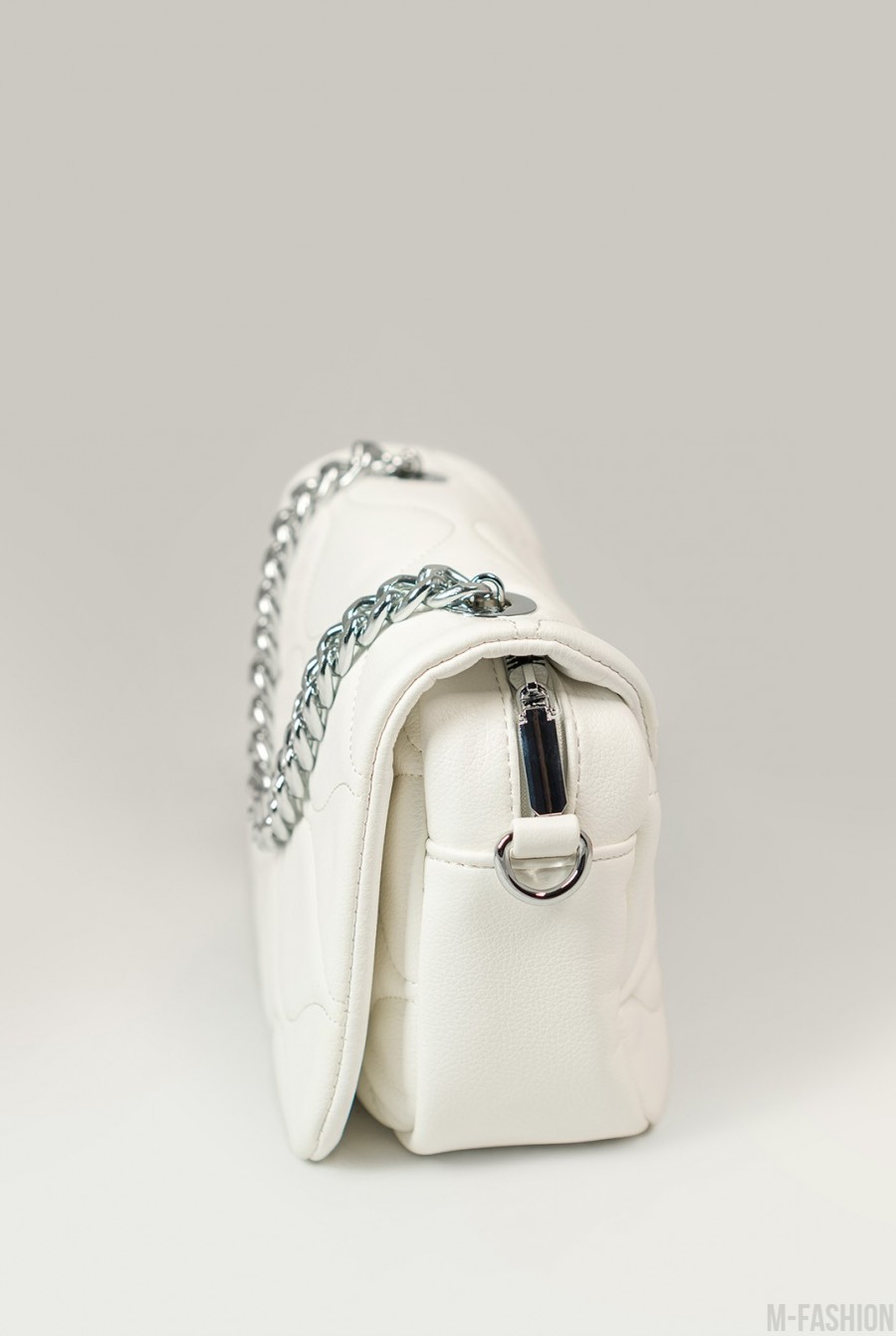 Белая стеганая сумка из эко-кожи- Фото 2