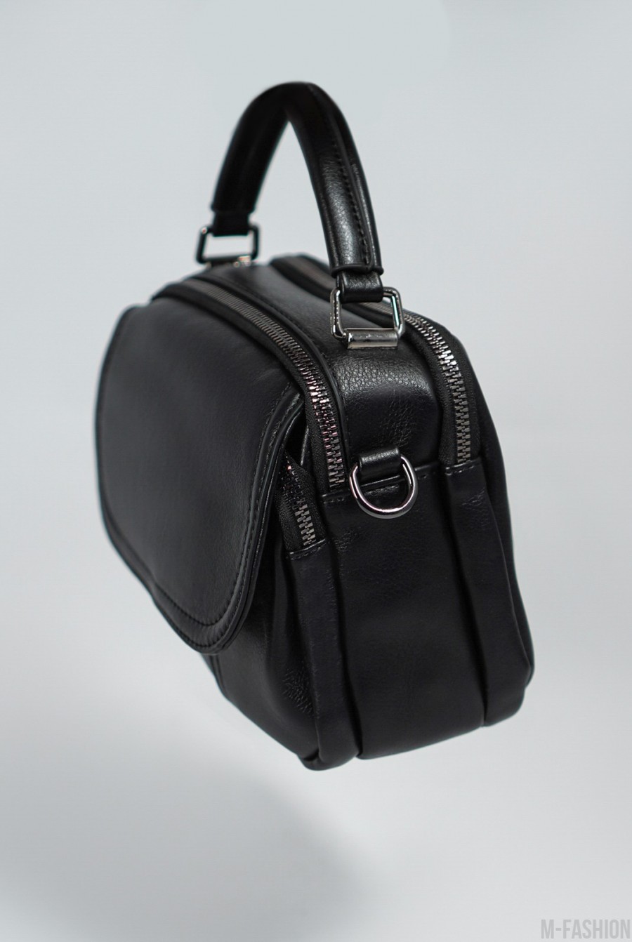 Сумка-чемоданчик из черной эко-кожи- Фото 2