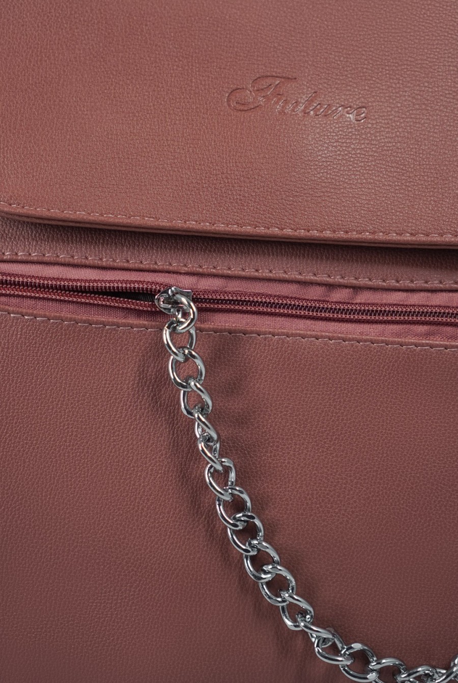 Темно-розовая кожаная сумка-рюкзак- Фото 3