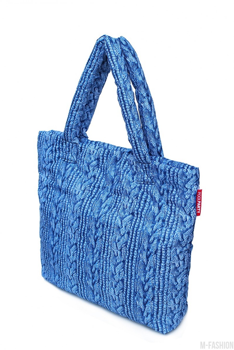 Дутая сумка с синей вязкой- Фото 2