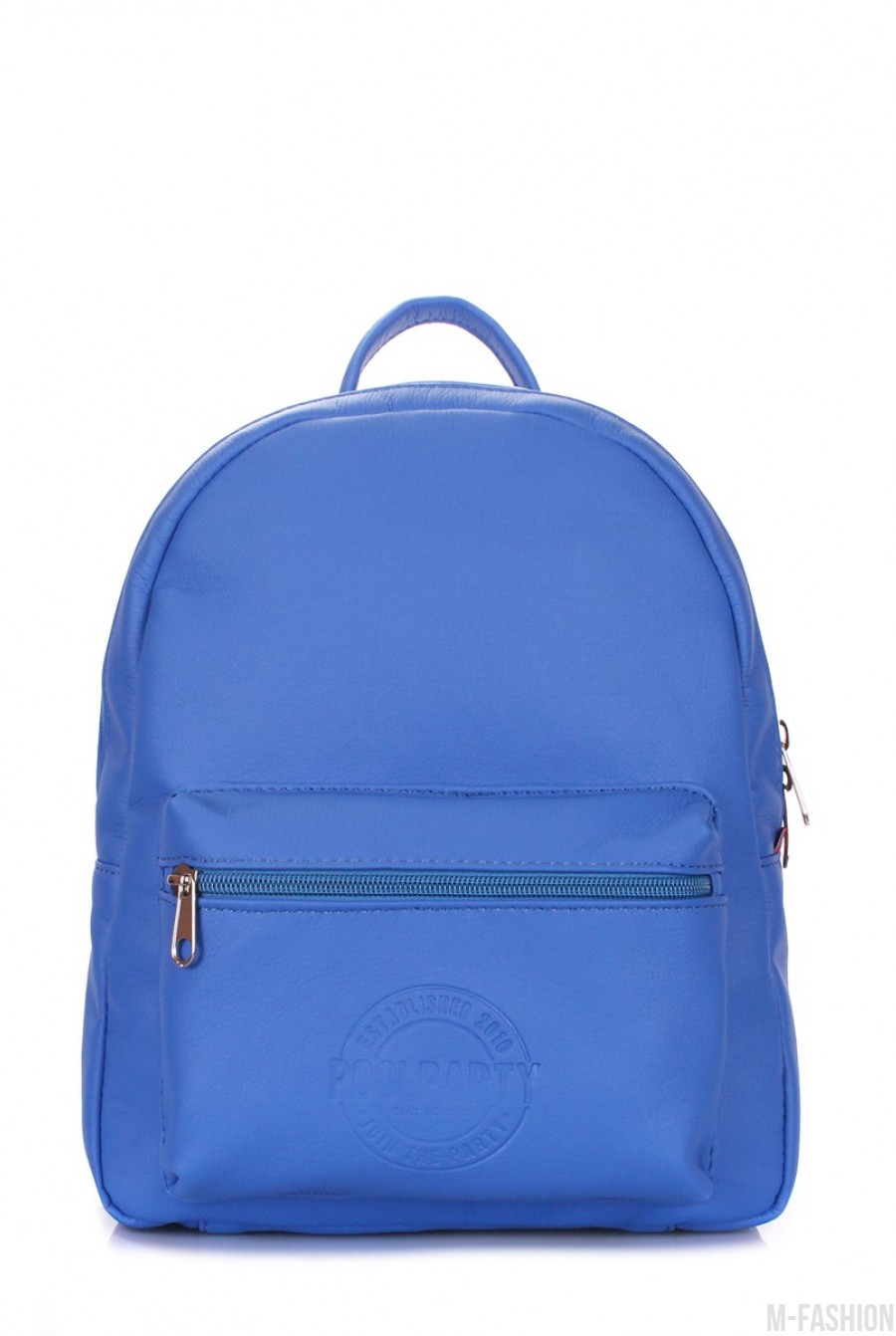 Синий рюкзак с накладными карманами - Фото 1