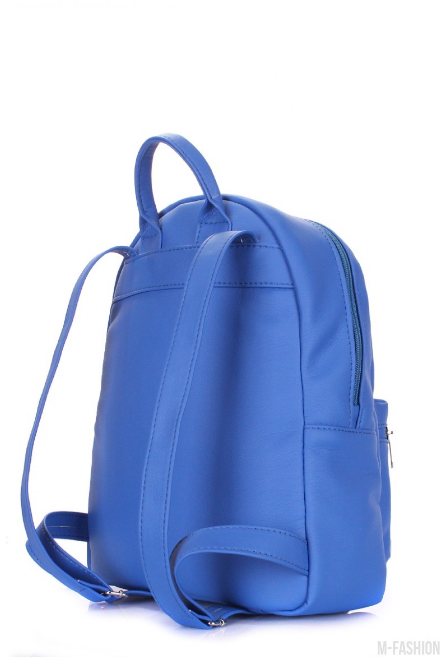 Синий рюкзак с накладными карманами- Фото 3