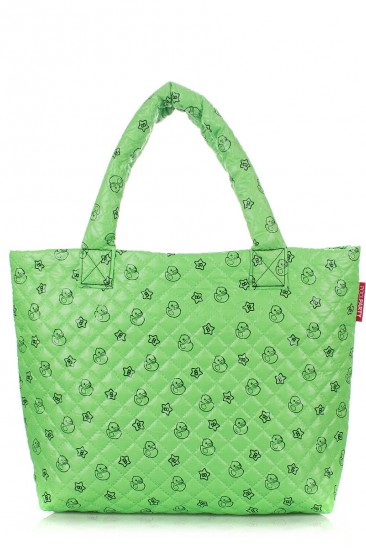 Дутая сумка с ярко-зеленым принтом