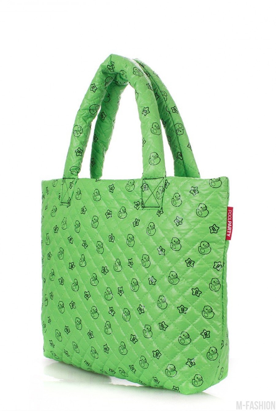 Дутая сумка с ярко-зеленым принтом- Фото 2