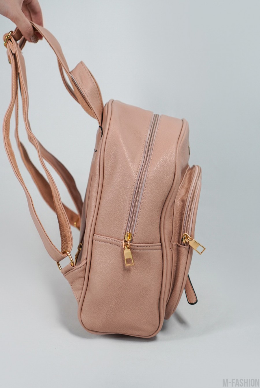 Розовый вместительный рюкзак из эко-кожи- Фото 3