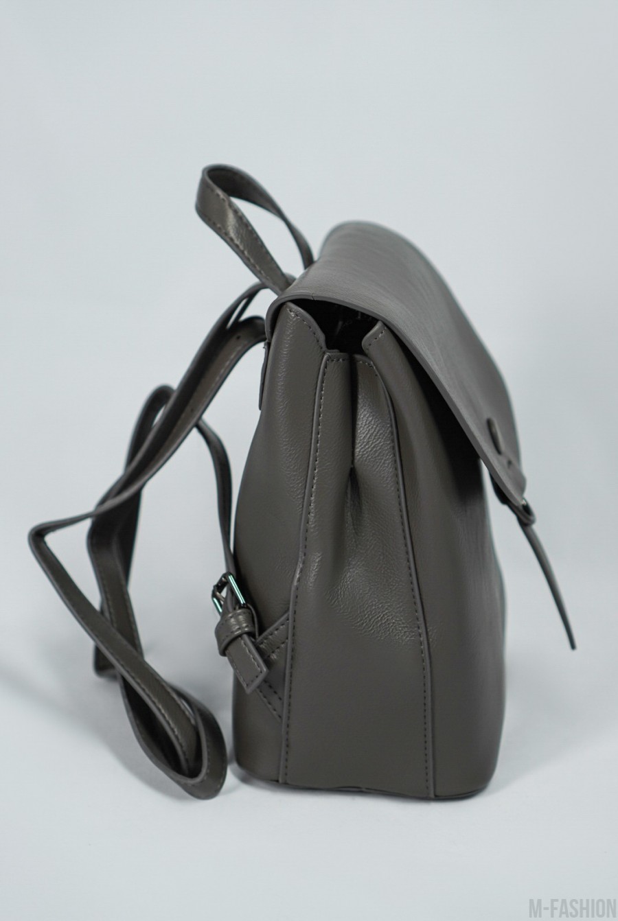 Серый городской рюкзак из эко-кожи- Фото 3