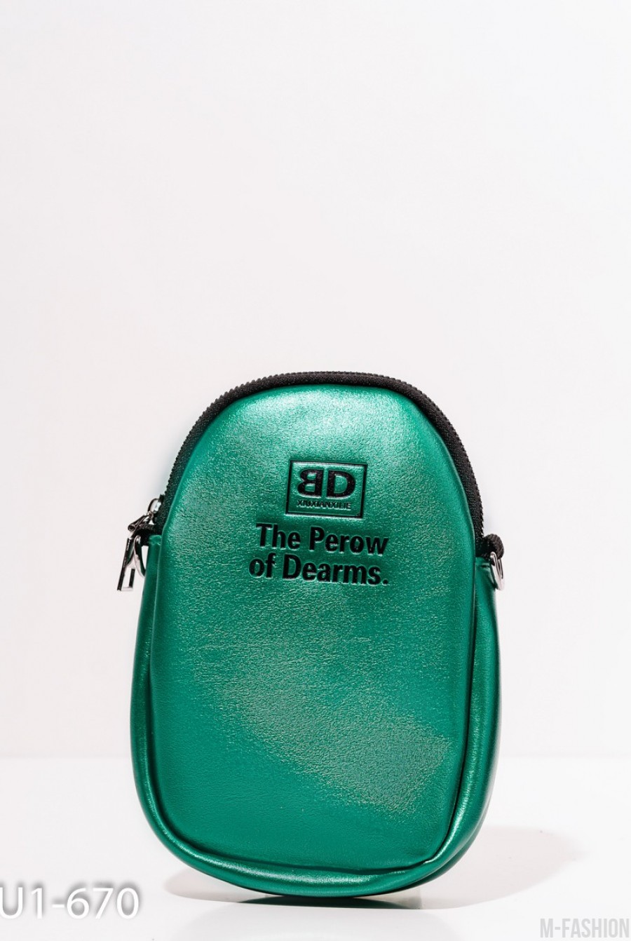 Зеленая маленькая овальная сумка из эко-кожи - Фото 1