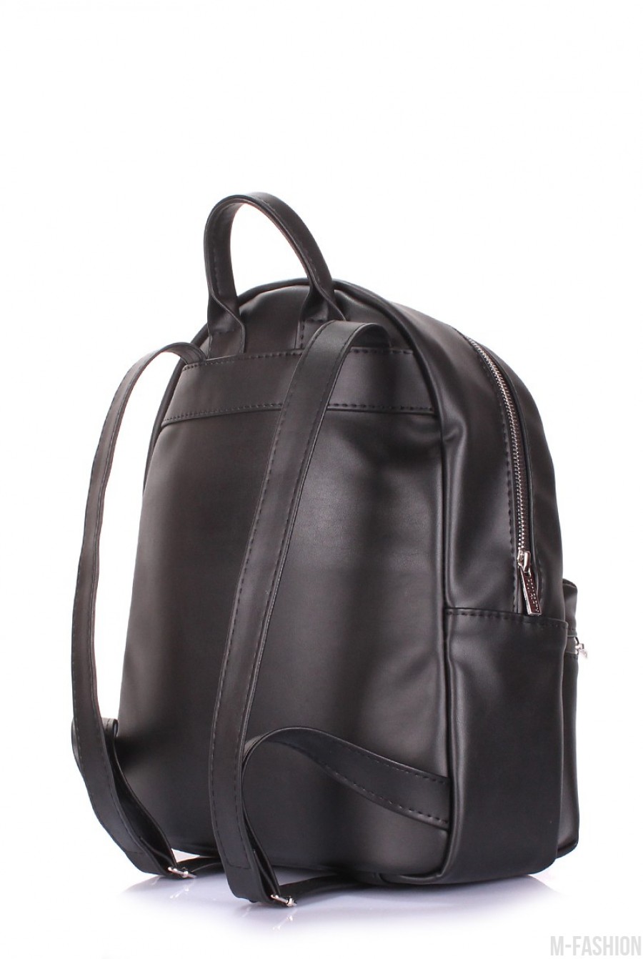 Черный рюкзак с аппликацией и вместительным карманом на молнии- Фото 3