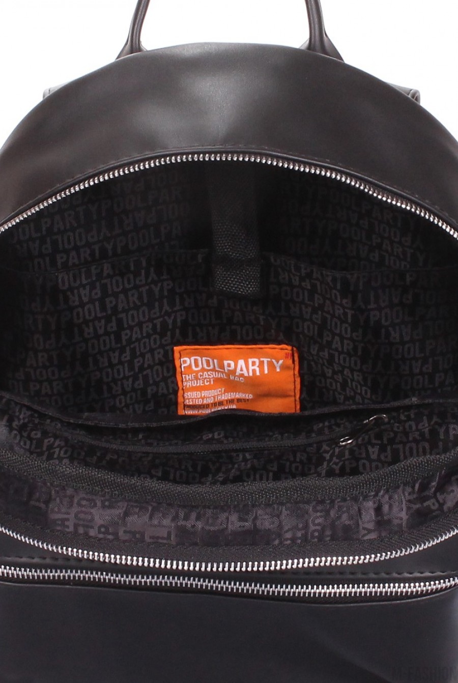 Черный рюкзак с аппликацией и вместительным карманом на молнии- Фото 4