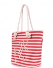Красно-белая сумка из коттона с декоративным шнурком