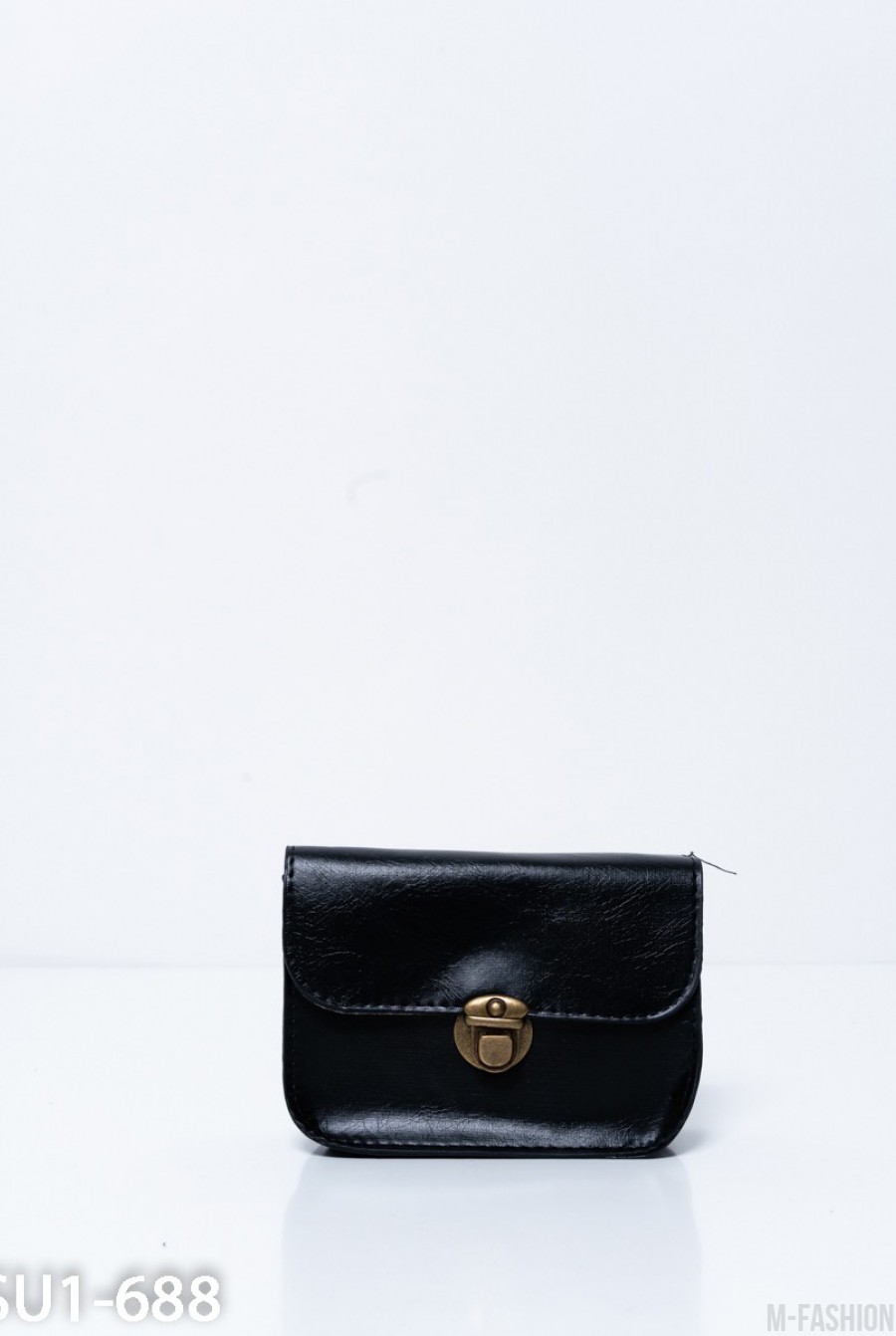 Черная маленькая каркасная сумка на цепочке- Фото 4