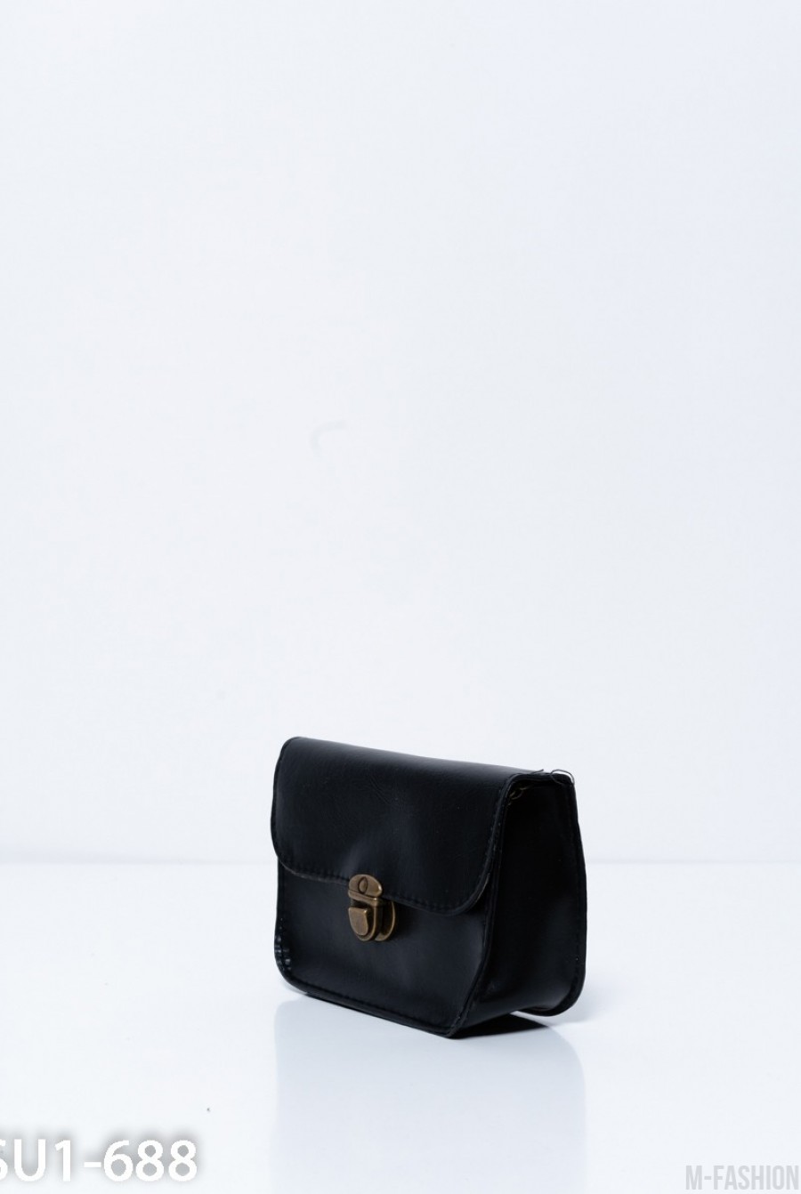 Черная маленькая каркасная сумка на цепочке- Фото 5