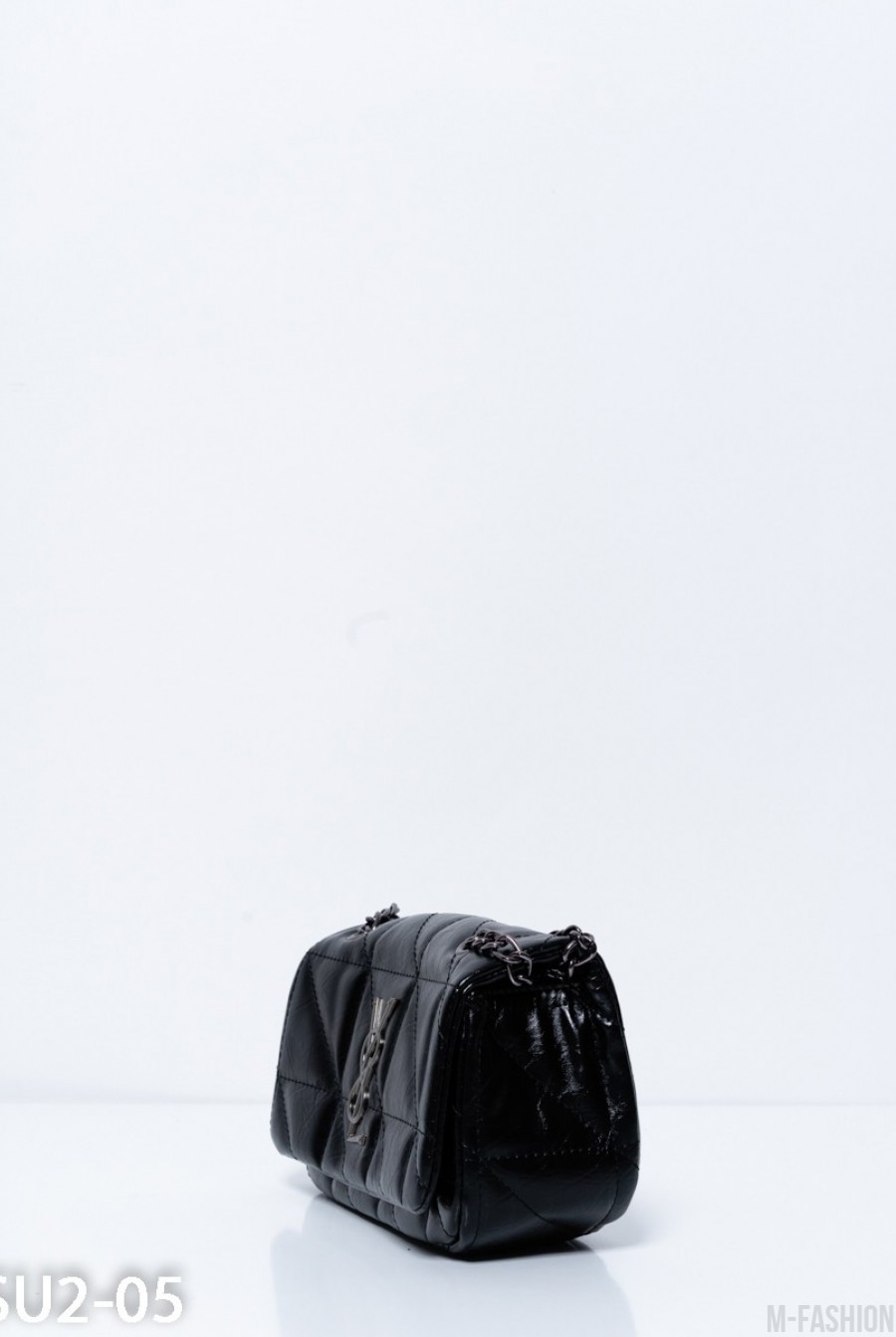 Черная маленькая сумочка из эко-кожи на цепочке- Фото 2