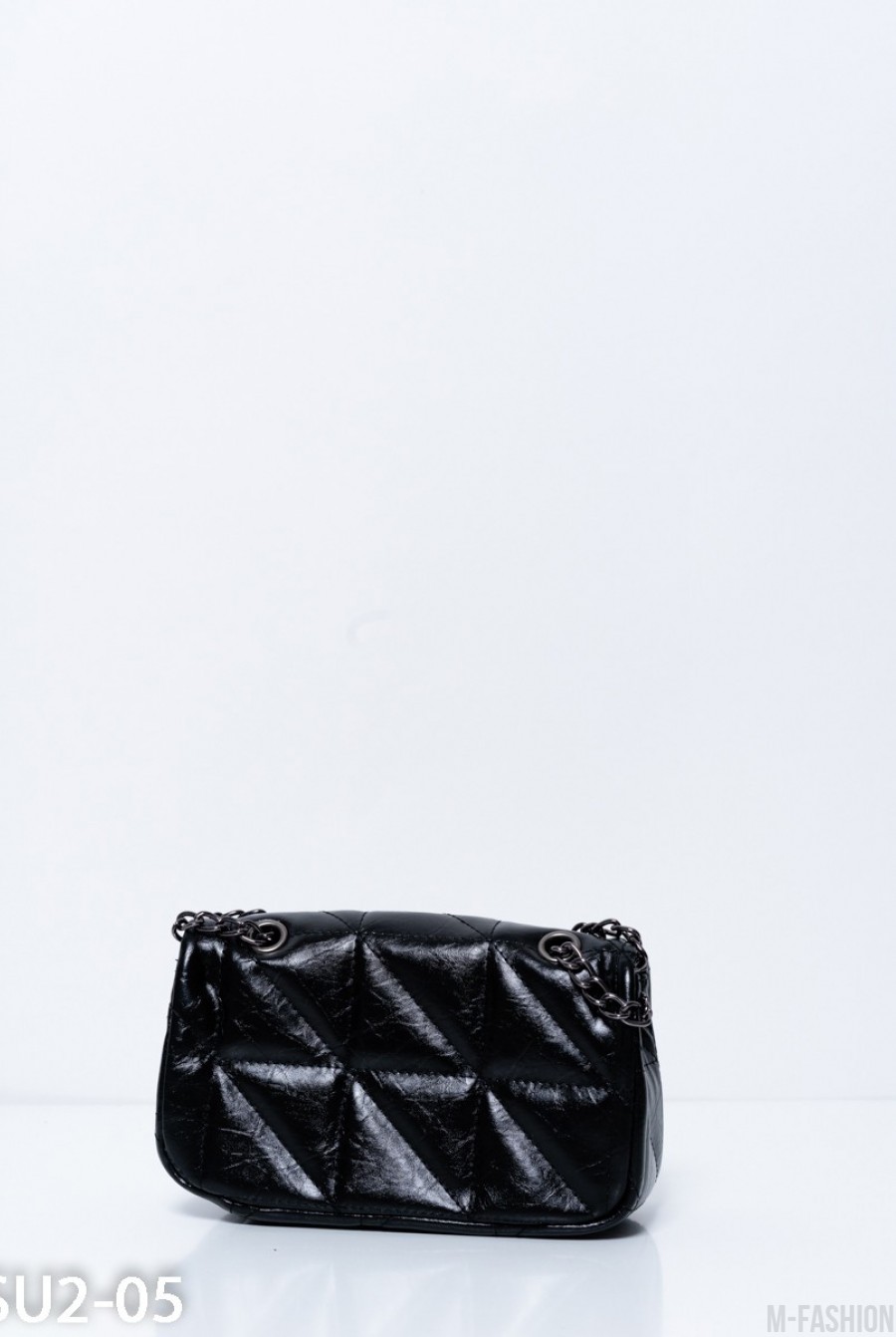 Черная маленькая сумочка из эко-кожи на цепочке- Фото 3