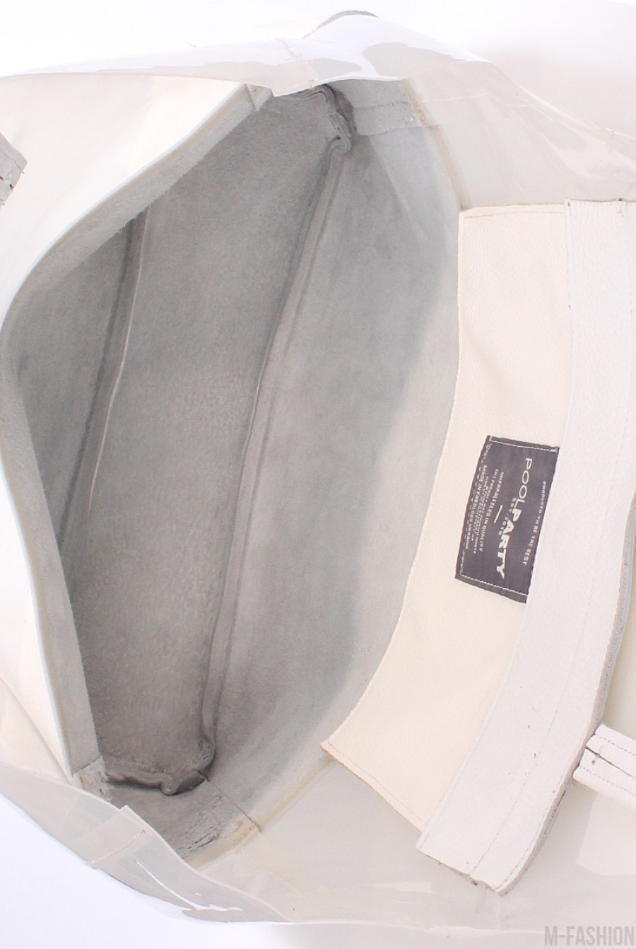 Кожаная белая сумка City с прозрачным пластиковым верхом- Фото 3