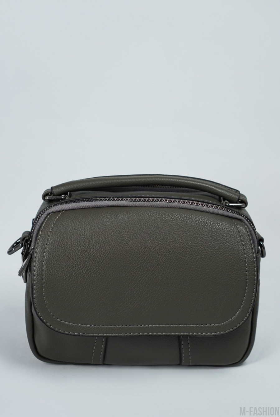 Сумка-чемоданчик из серой эко-кожи - Фото 1
