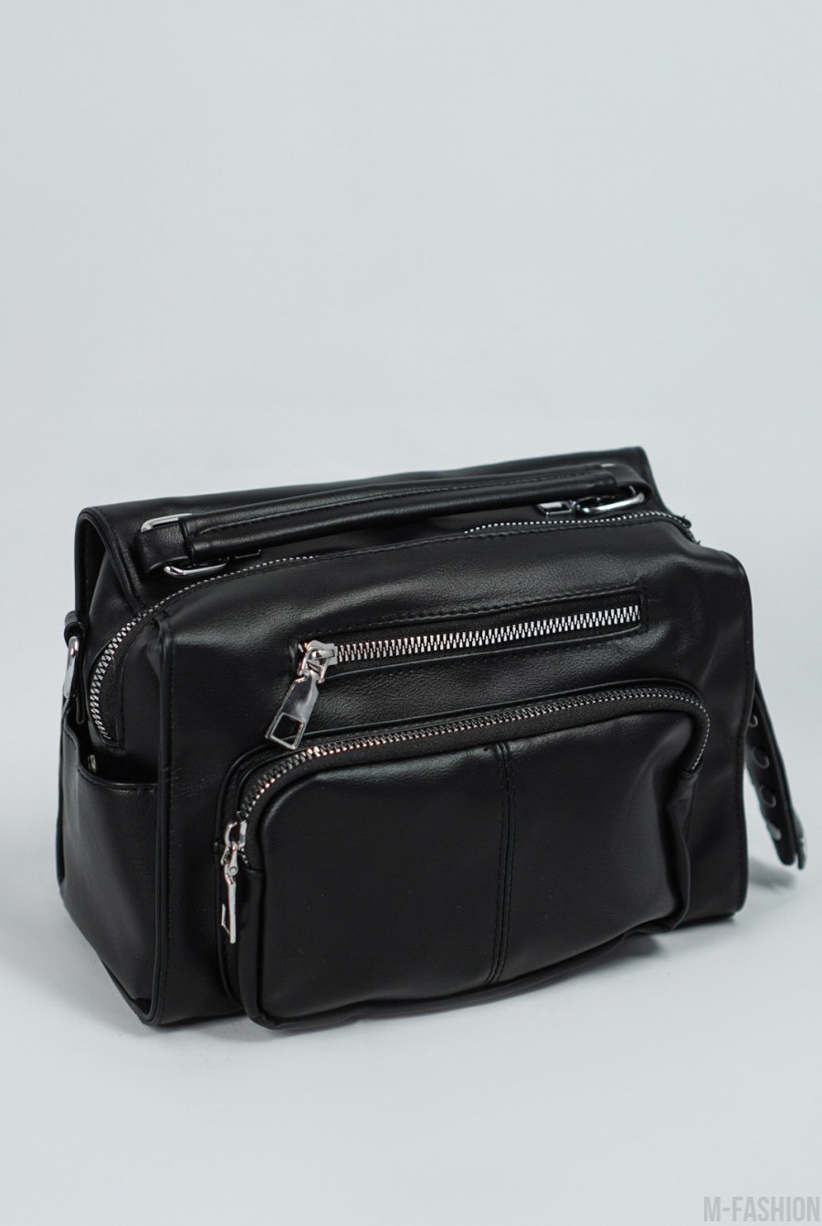 Черная сумка-чемоданчик из эко-кожи- Фото 2