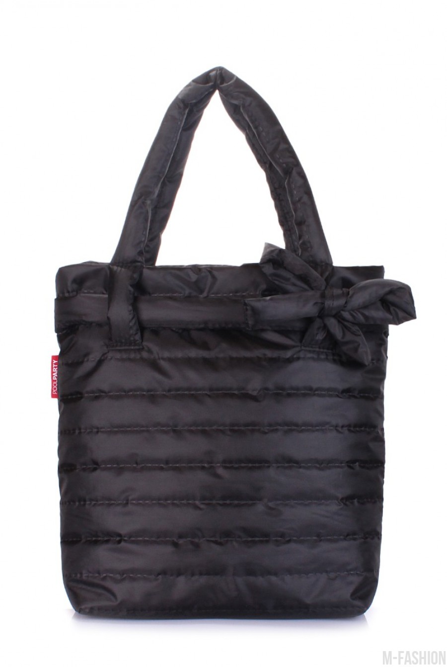 Дутая сумка с стильным украшением в виде банта - Фото 1