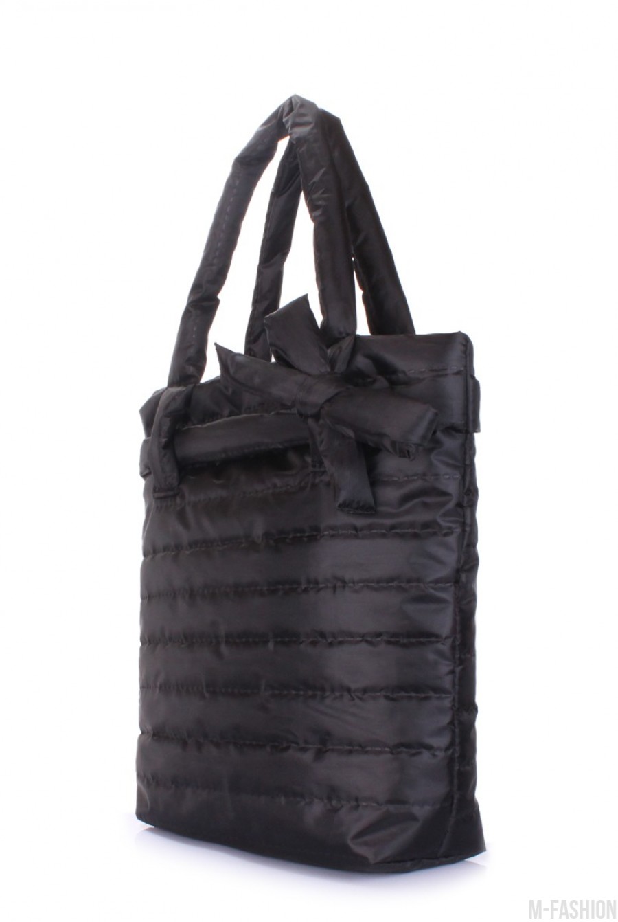 Дутая сумка с стильным украшением в виде банта- Фото 2