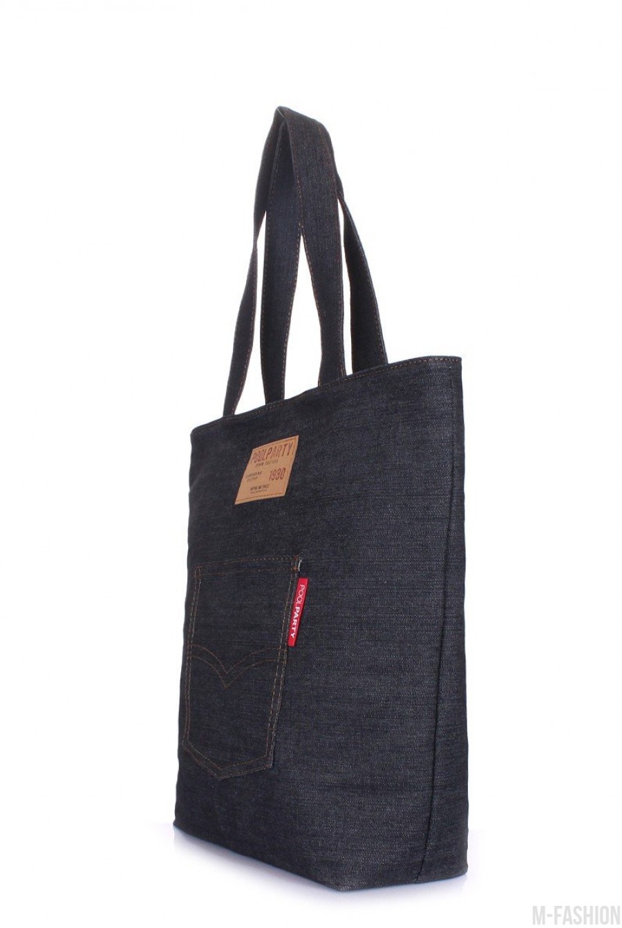 Джинсовая сумка Arizona с кожаной нашивкой и стильным кармашком- Фото 2