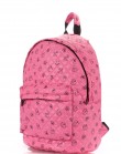 Розовый мини-рюкзак из ткани с модным и ярким принтом