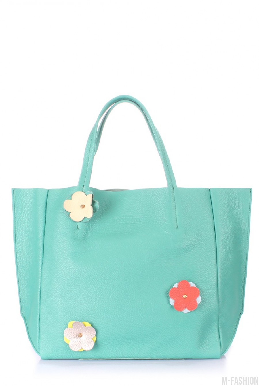 Кожаная зеленая сумка Soho Flower - Фото 1