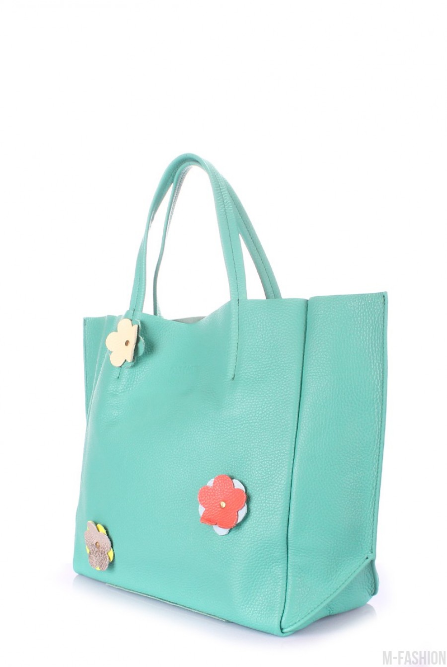 Кожаная зеленая сумка Soho Flower- Фото 2