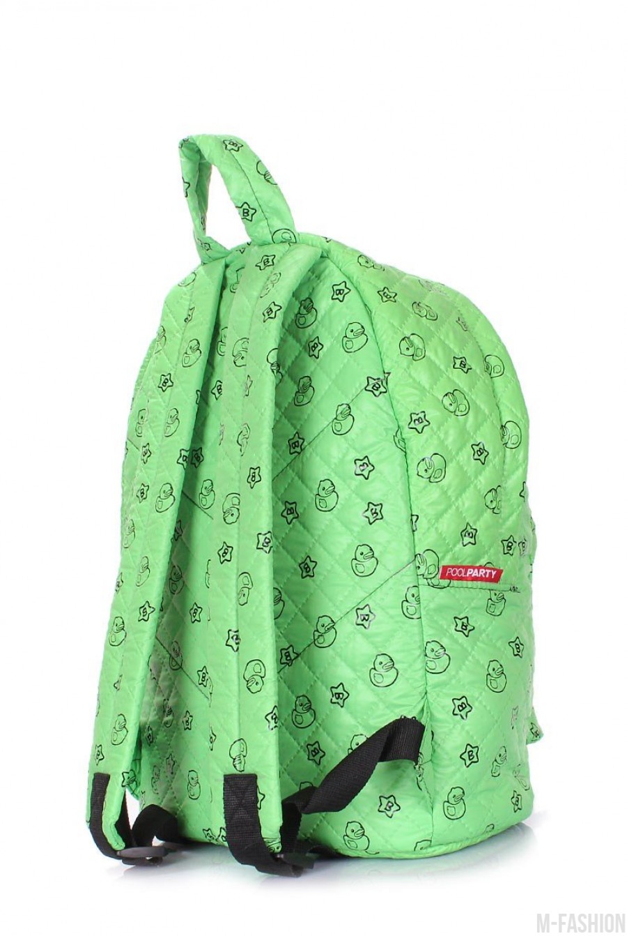Салатовый стеганый рюкзак с принтом из болоньи- Фото 3