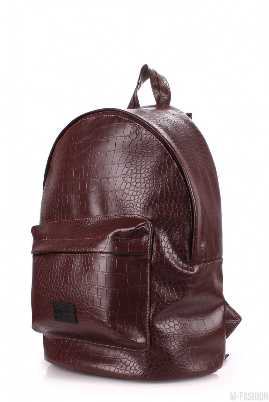 Рюкзак из коричневой эко-кожи с узором под рептилию- Фото 2