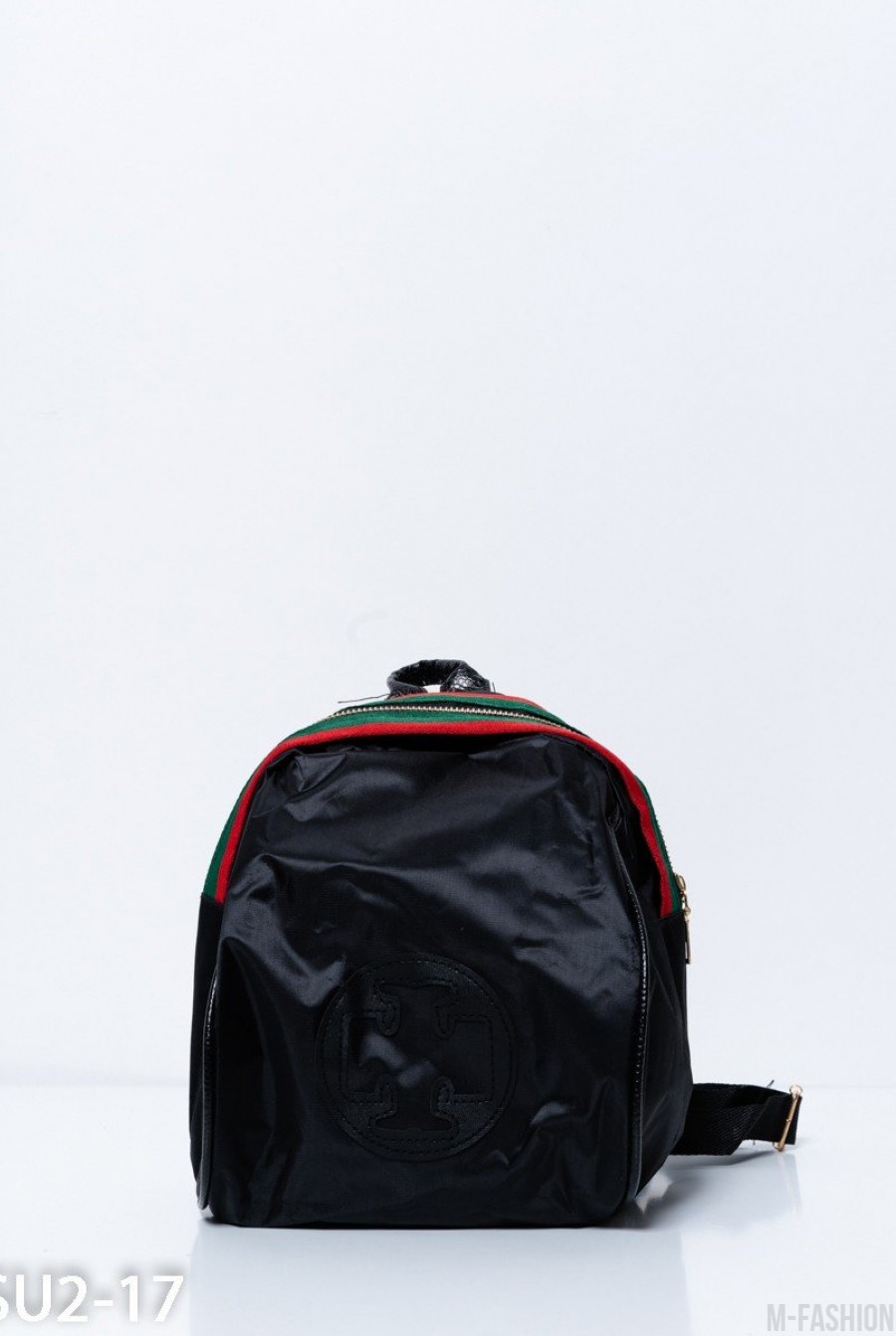 Черный маленький рюкзак с нашивкой - Фото 1