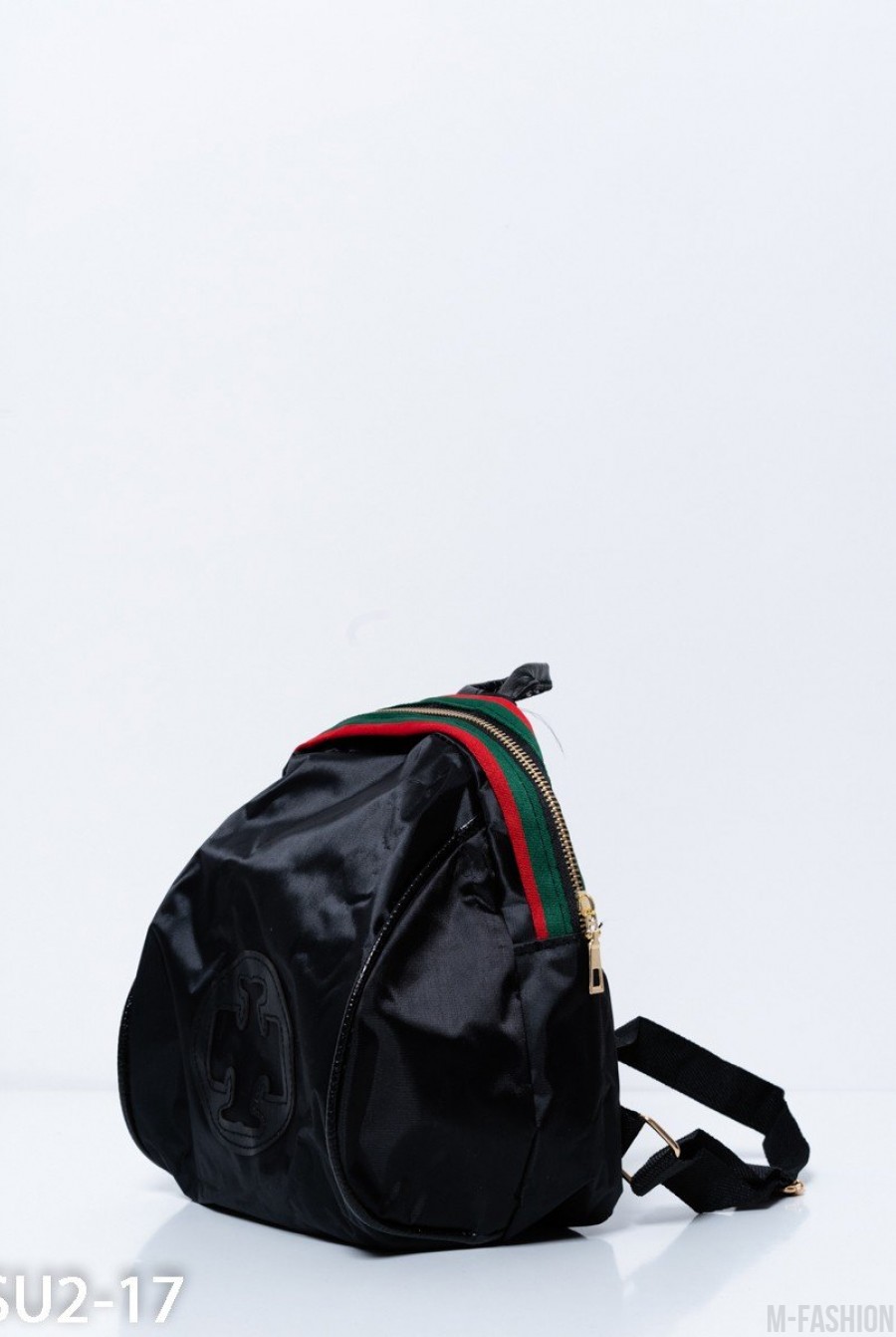 Черный маленький рюкзак с нашивкой- Фото 2