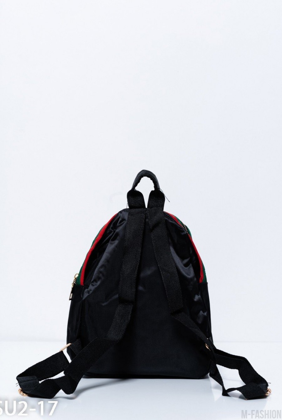 Черный маленький рюкзак с нашивкой- Фото 3