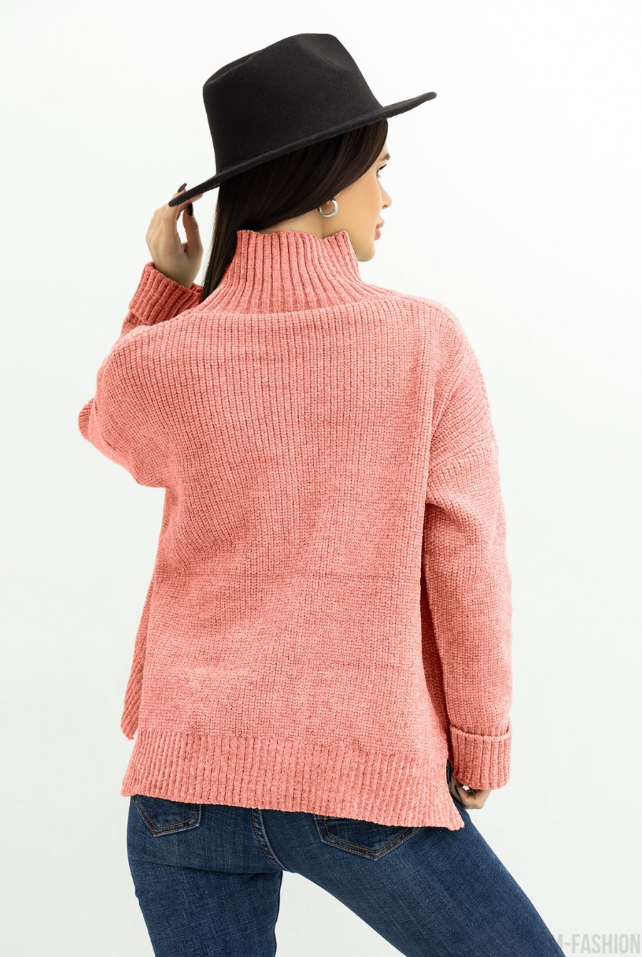 Оранжевый мохеровый свитер с надписью- Фото 3